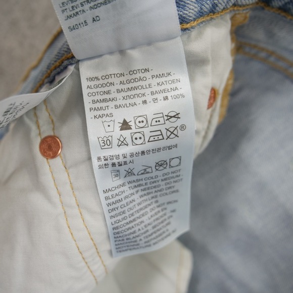 Levis Jeans Womens 29 501 Blue Crop Light Wash Mid Rise Split Hem New - Picture 8 of 12